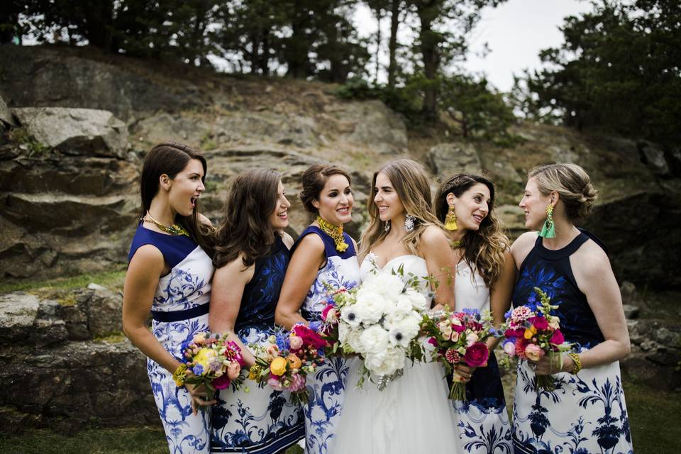 Bride and her bridesmaids