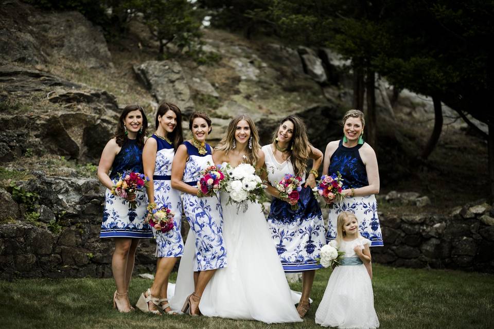 Bride and her bridesmaids