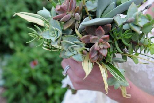 Succulent bouquet.Photo by Jennifer Lindberg Weddings.