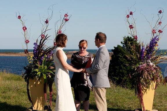 Ceremony pieces at beach destination wedding in Little Compton, RI. Photo by Julia Robinson Photo.