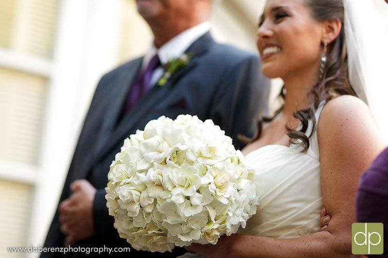 Gardenia bouquet. Photo by Doberenz Photography.