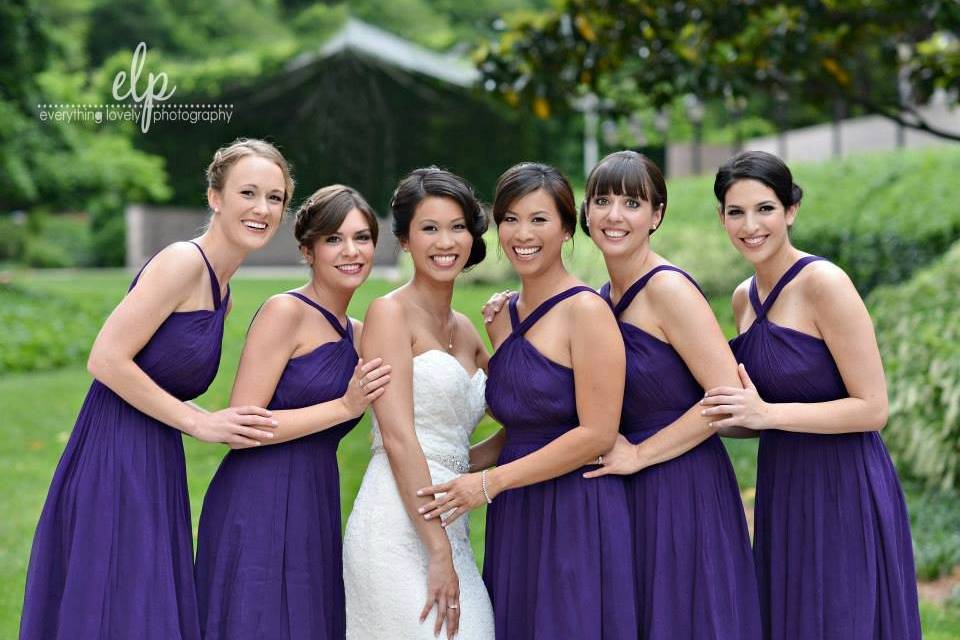 Bride with bridesmaids