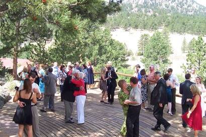 Dancing at Black Canyon Inn in Estes Park CO.  Intimate wedding with about 35 people.