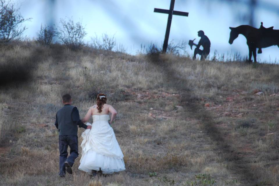 Tiphaine and Tom really enjoyed all the great places they could have their photos taken at the Ellis Ranch Event Center.