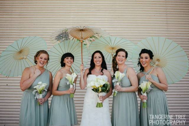 Bride with bridesmaids