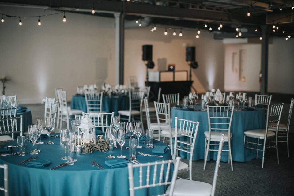 Blue reception tables