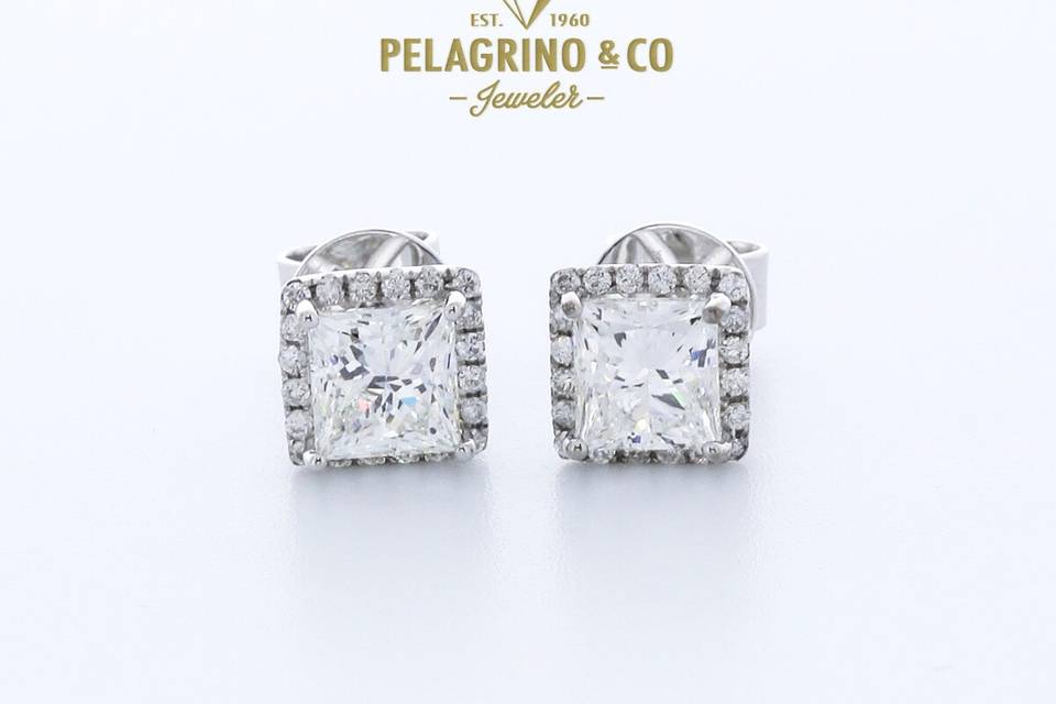 4 Prong Halo Studs Earring