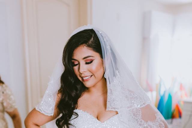 Bride in her veil