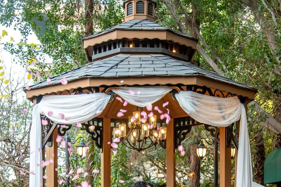 Gazebo with draping cloth