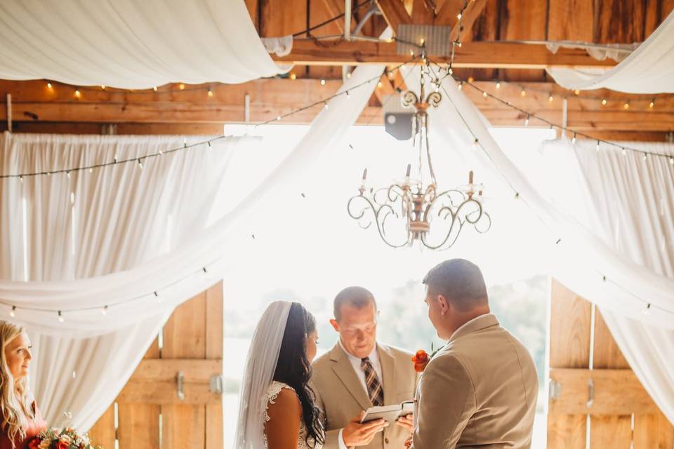 Indoor ceremony.