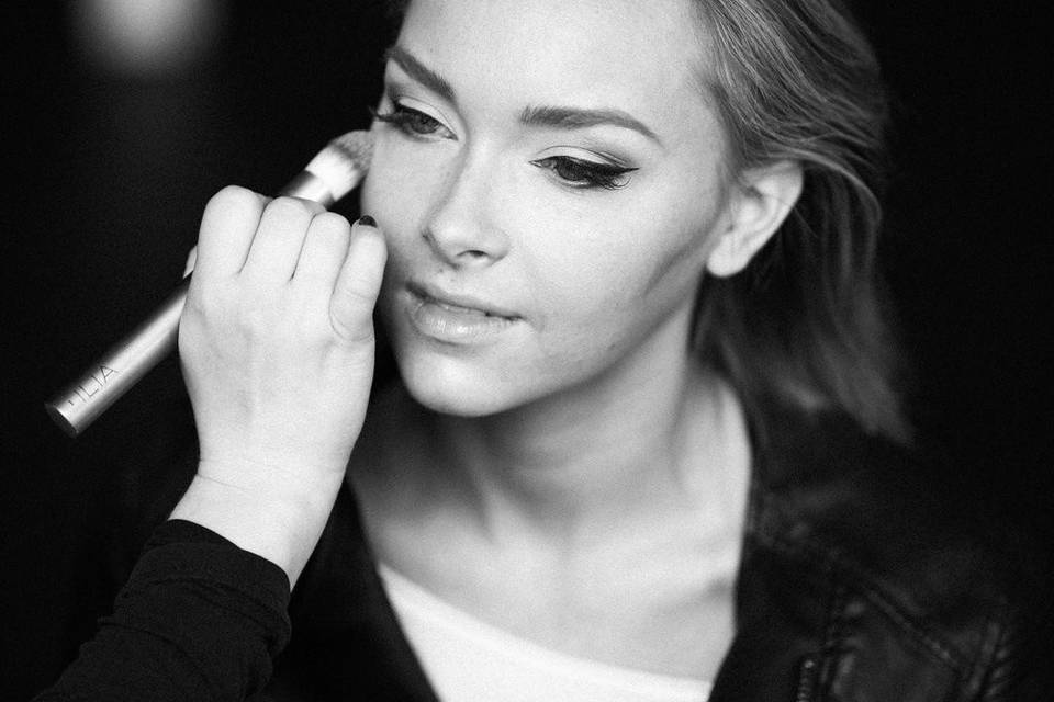 Bride with makeup artist