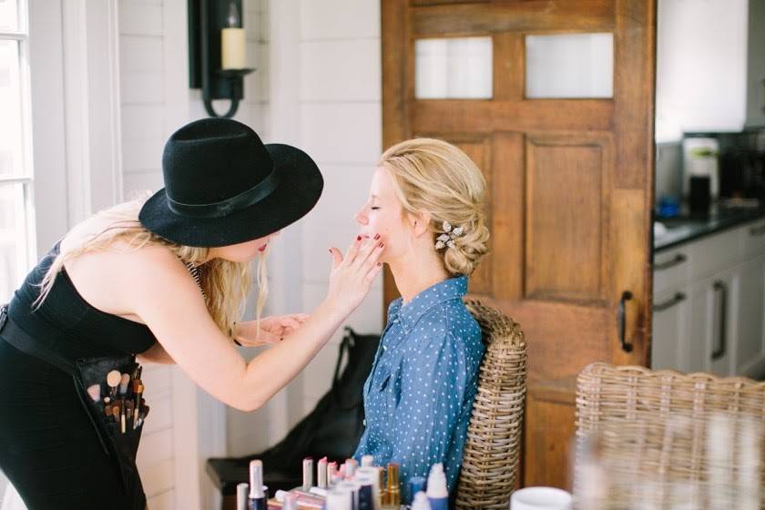 Bride with makeup artist