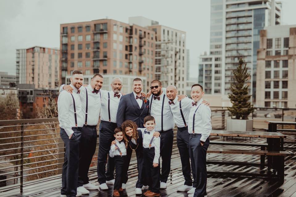 Groomsmen on the Rooftop Terrace