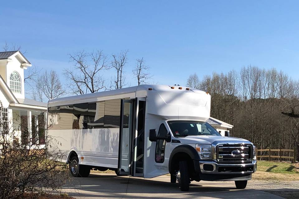 White Limo Party Bus