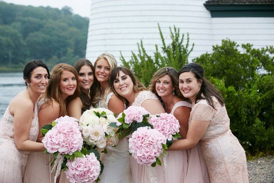 Bride and bridesmaids