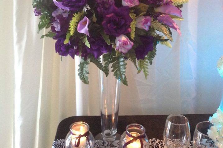 Purple floral centerpiece