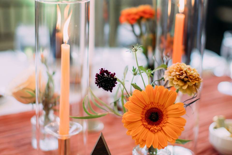 Taper candles bud vases