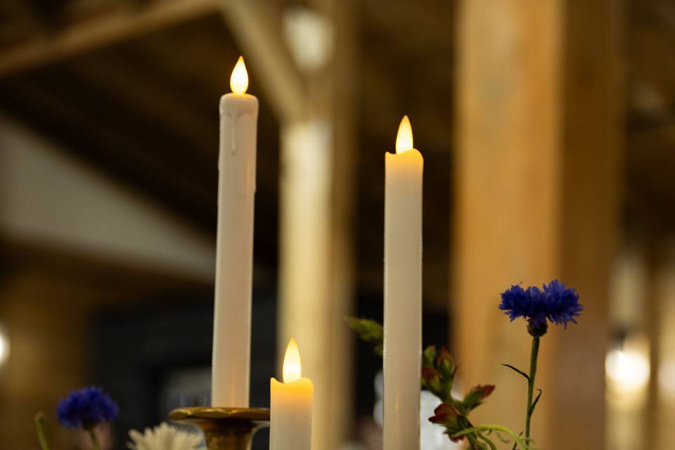 Bud vases and candles