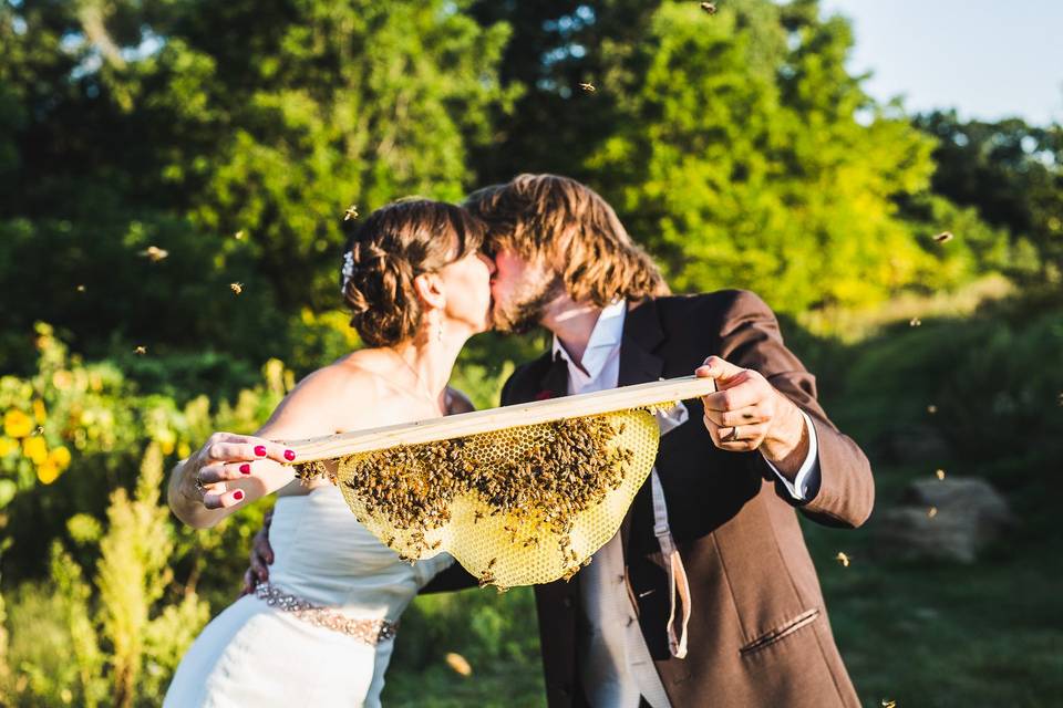 Kim + Wes with their bees!