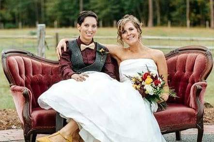 Newlyweds on the chaise lounge