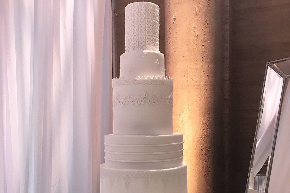 6 tier white fondant