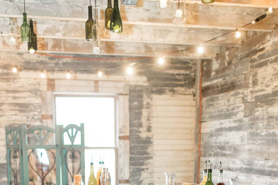 Rustic barn serving area