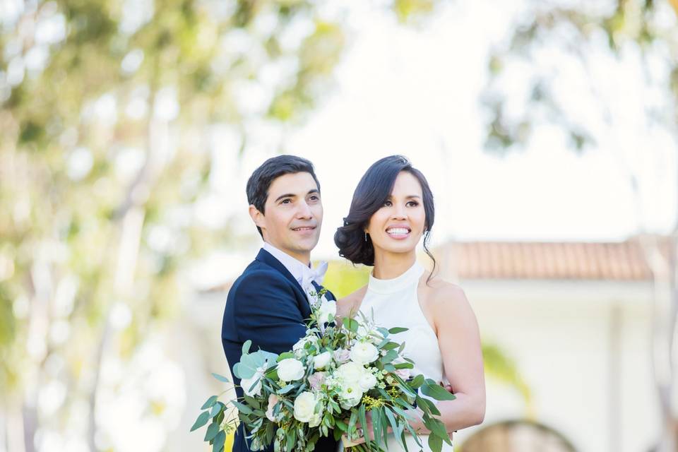 The joyous newlyweds