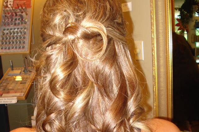 Curly half pony hairstyle