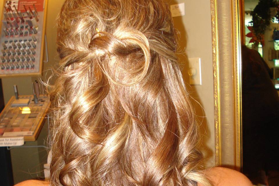 Curly half pony hairstyle