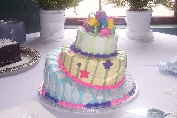 Topsy Turvey cake for a non-traditional bride.