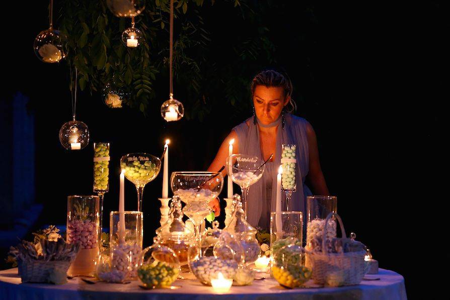 Candle lit table set-up