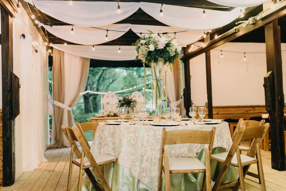 Rustic reception setup