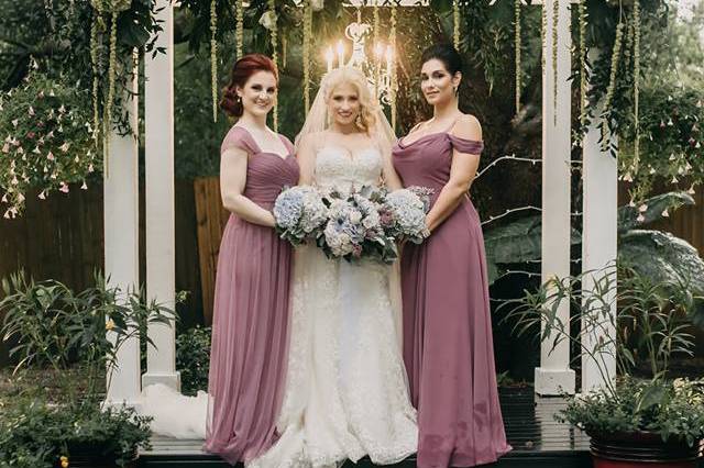 Bride and her bridesmaids