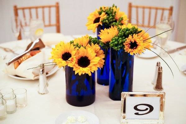 Centerpiece from a wedding at the Laguna Cliffs Marriott Resort and Spa in Dana Point, Ca.