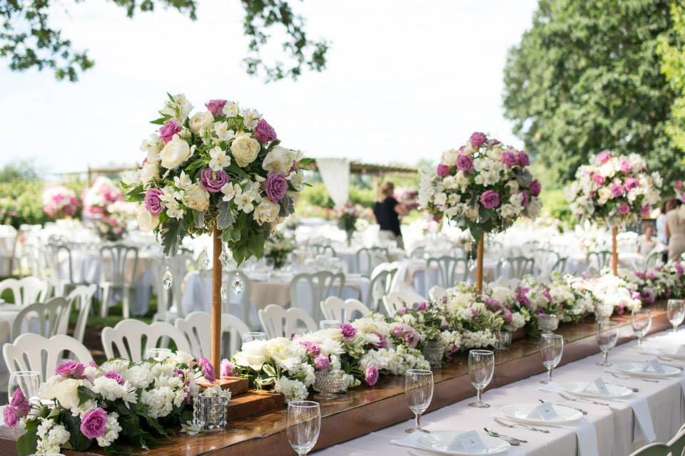 Table setup with centerpiece