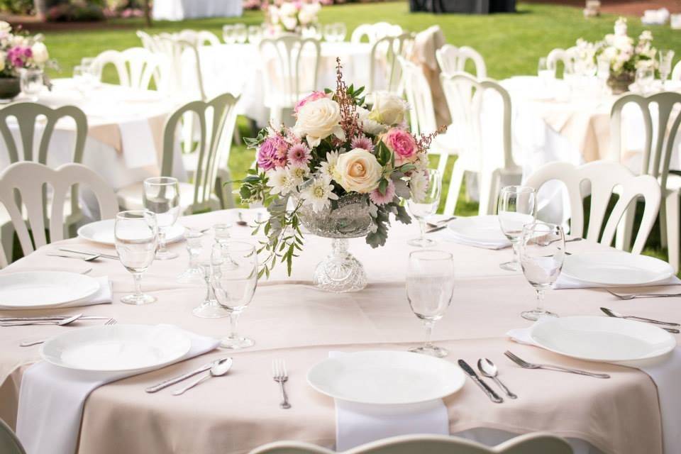 Table setup with centerpiece