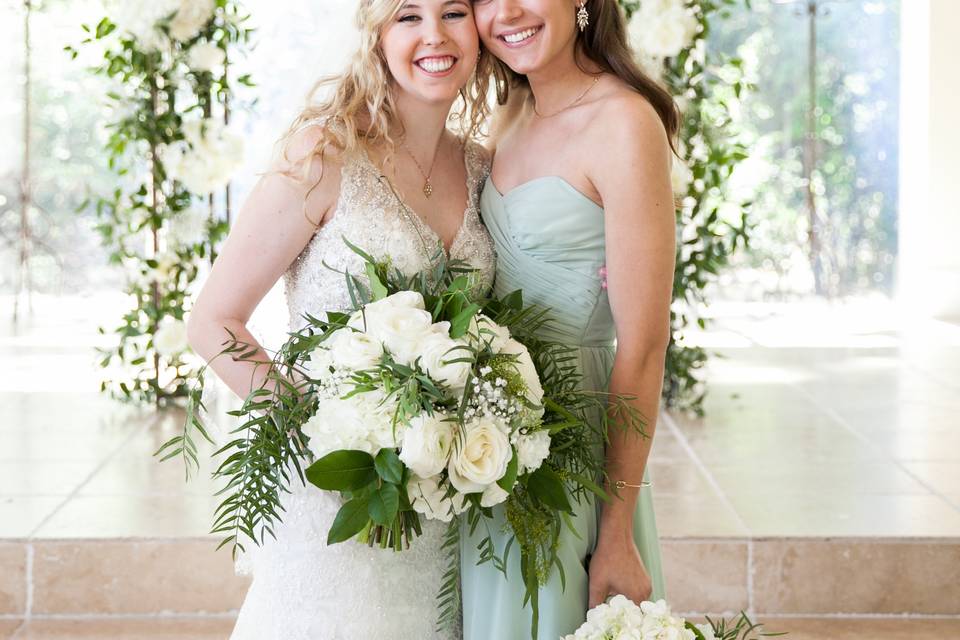 Bright, bouquets and altar