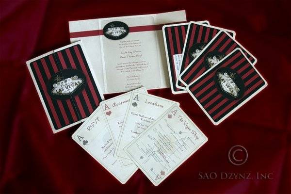 Custom designed Las Vegas themed Wedding Invitation with 