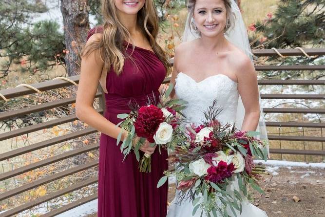 Bride and maid of honor