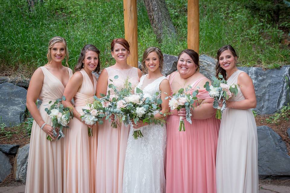 Bride and bridesmaids