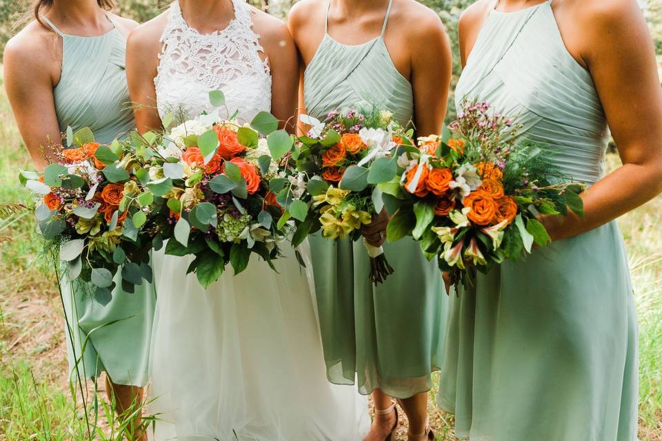 Bride and bridesmaids