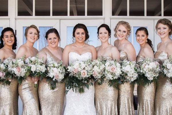 Bride and bridesmaids MoriLee