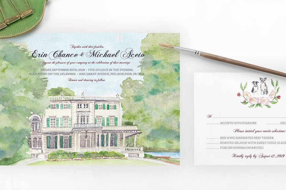 Glen Foerd Wedding Invitation