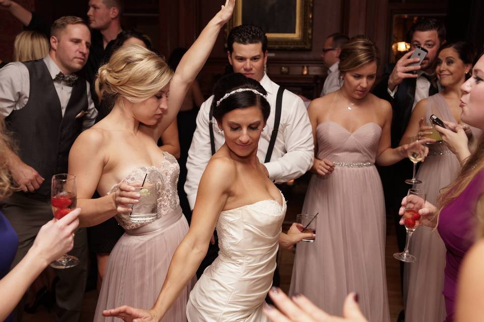 Bride dancing with her ladies