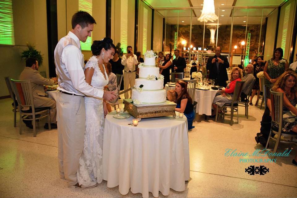 Slicing of wedding cake