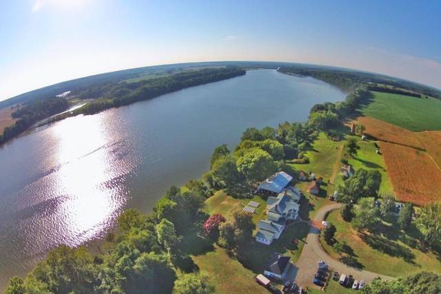 Aerial view of the property and river