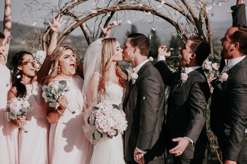 First kiss as Mr. and Mrs.