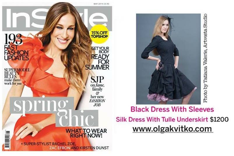Olga Kvitko silk cloque cocktail dress on HOT PICKS page in IN STYLE, UK May 2014