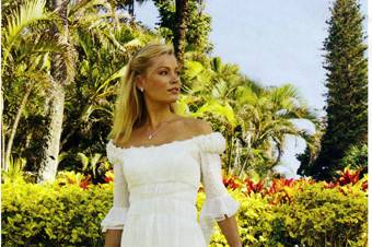 Olga Kvitko Textured Silk with stretch Wedding Dress was featured in Manhattan Bride magazineas Island Bride , photo shoot location : Hawaii. Perfect gown for DESTINATION wedding in exotic locations. Fabulous photgraphy by Rick Bard.