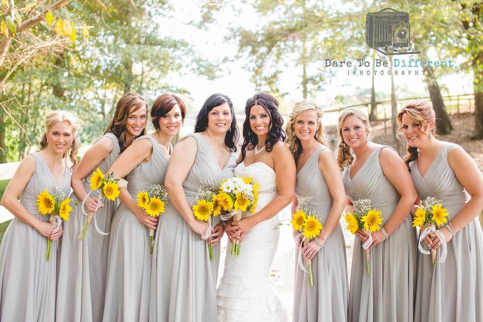 The bride with her bridesmaids